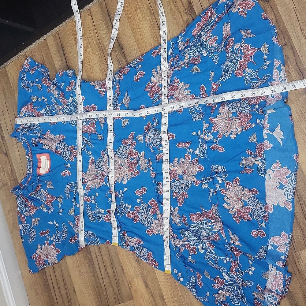 By ANTHROPOLOGIE Blue Robin Tiered Floral Mini Dress Size L - Picture 12 of 15